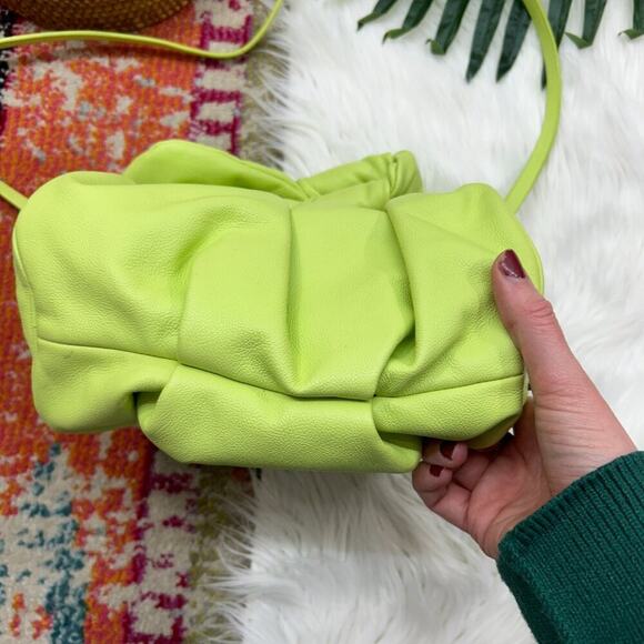 SCHUTZ Lime Green Knotted Bow Leather Bag Purse - Picture 4 of 11